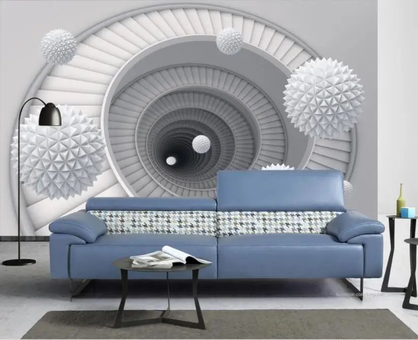 Настенные 3D обои на заказ объемные фоновые с изображением шаров винтовой