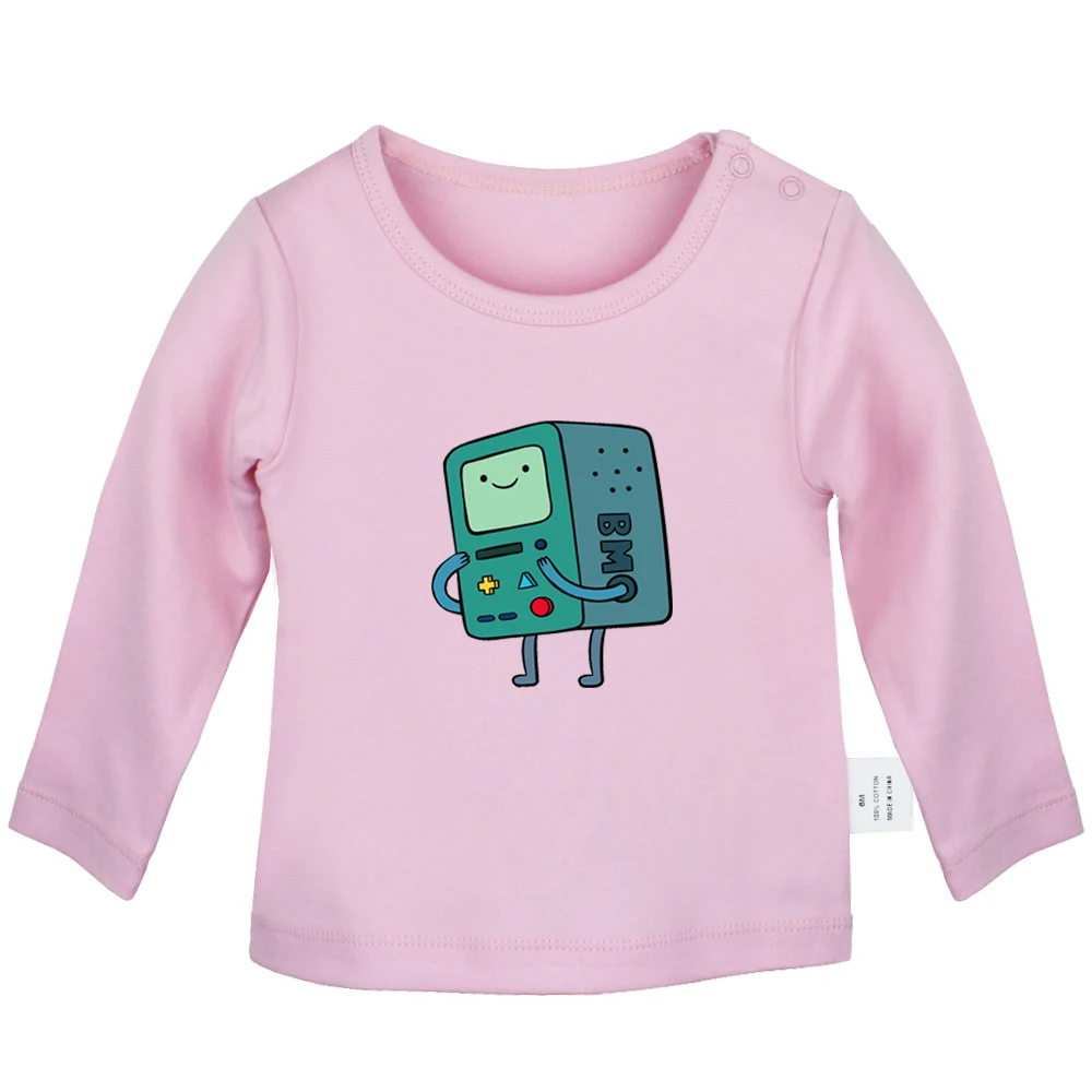 Забавный милый мультфильм Beemo BMO Adventure Time дизайн новорожденных мальчиков и девочек футболки с длинными рукавами с графическим принтом для малышей
