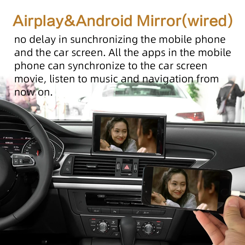 Sinairyu WiFi Wireless Apple CarPlay for Audi A6 C7 2012- MMI RMC Small 6.5" 7" Screen OEM Retrofit support Reverse Camera