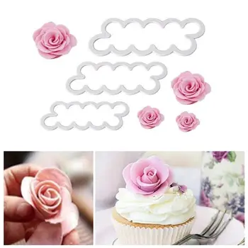 

3pcs/set 3d Petal Cake Decoration Mould Food Grade Plastic Roses Carnations Peony Shape Fondant Mould Diy Baking Accessories Hot