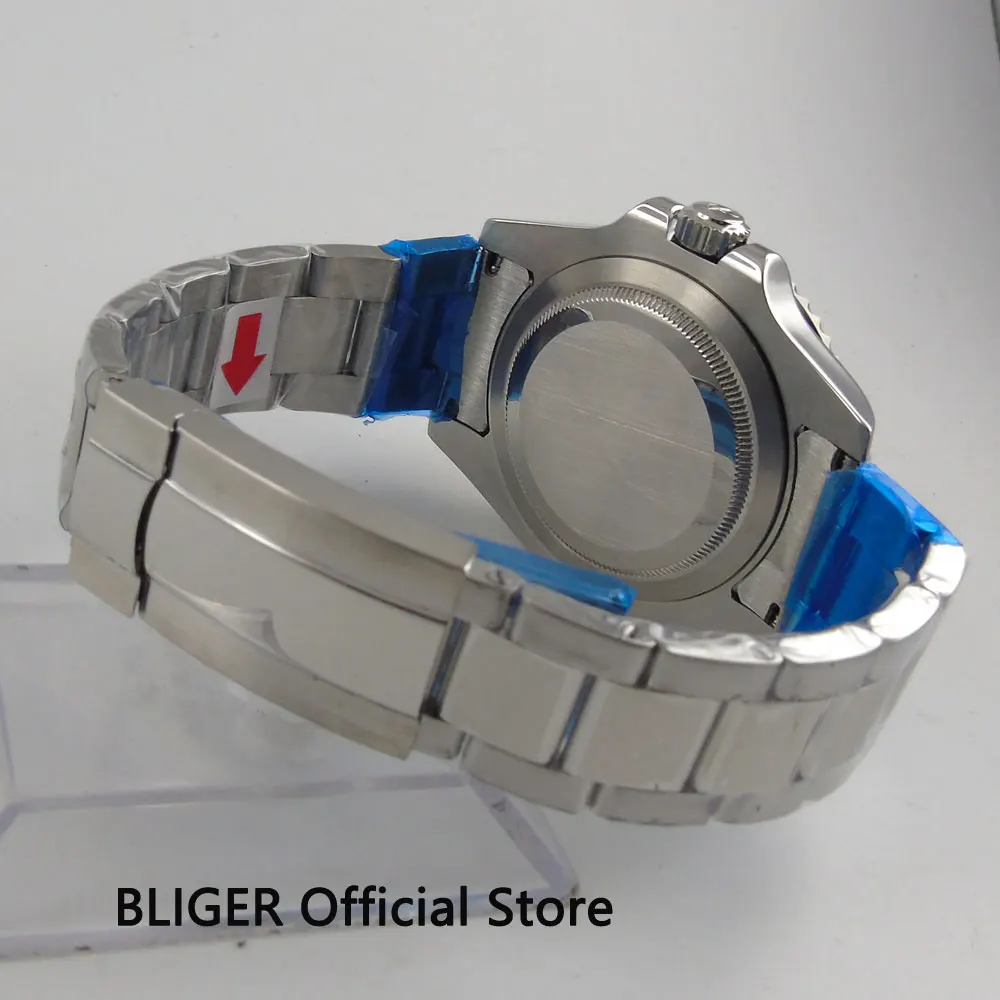 Stainless Steel 40mm Watch Case Sppphire Glass Ceramic Bezel with Mental Bracelet Fit ETA2836 MIYOTA Automatic Movement