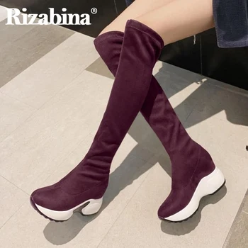 

Rizabina 2020 Over Knee Boots Women Casual Stretch Boots Height Increase Women Shoes Autumn Winter Long Footwear Size 34-43