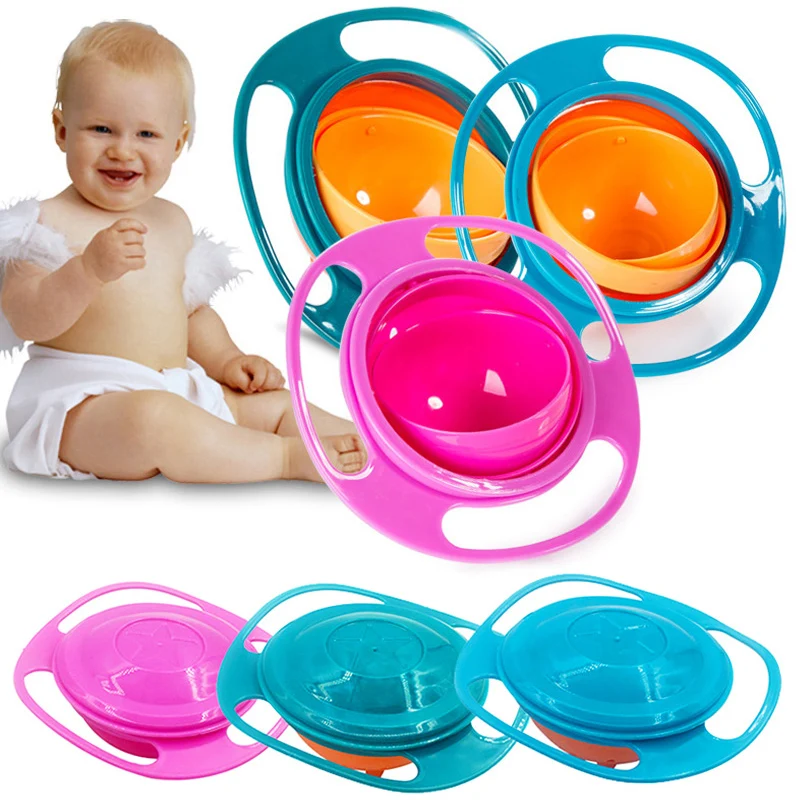 

Baby Feeding Universal Gyro Bowl Creative 360 Rotate Spill-Proof Practical Design Children Rotary Balance Novelty Feeding Dishes