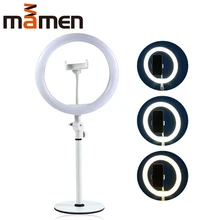 MAMEN LW-50 10 дюймов USB кольцевой светильник с держателем для телефона 3800/6800K светодиодный светильник для видео для студии Youtube макияж Live Selfie светильник