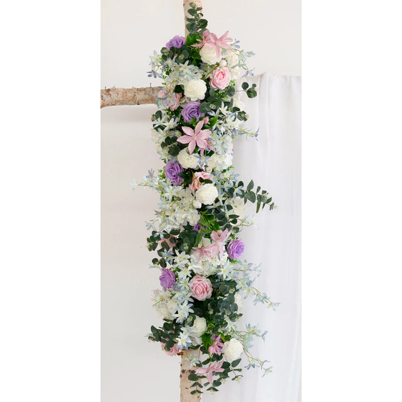 ivory white Custom 1m wedding backdrop arch decor artificial flower row decor flower arch road lead flower arrangement silk flower wall 1pc - Цвет: ivory white