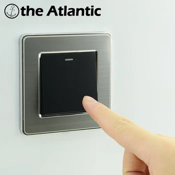 

Atlectric 1 2 Way Home Light Switch 86Type Wall Button Switch Stainless Steel Panel LED Light EU FR Standard Power Socket