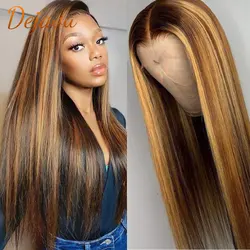 P4-27 Lace Front Human Hair Wig Straight Highlight Wig Pre Plucked Brazilian Colored Human Hair Wigs 13x4 Frontal Lace Wig