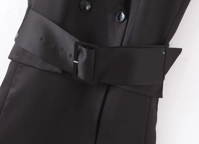 Женская мода OL дамы Блейзер воротник Slim Fit двубортный жилет куртка с поясом
