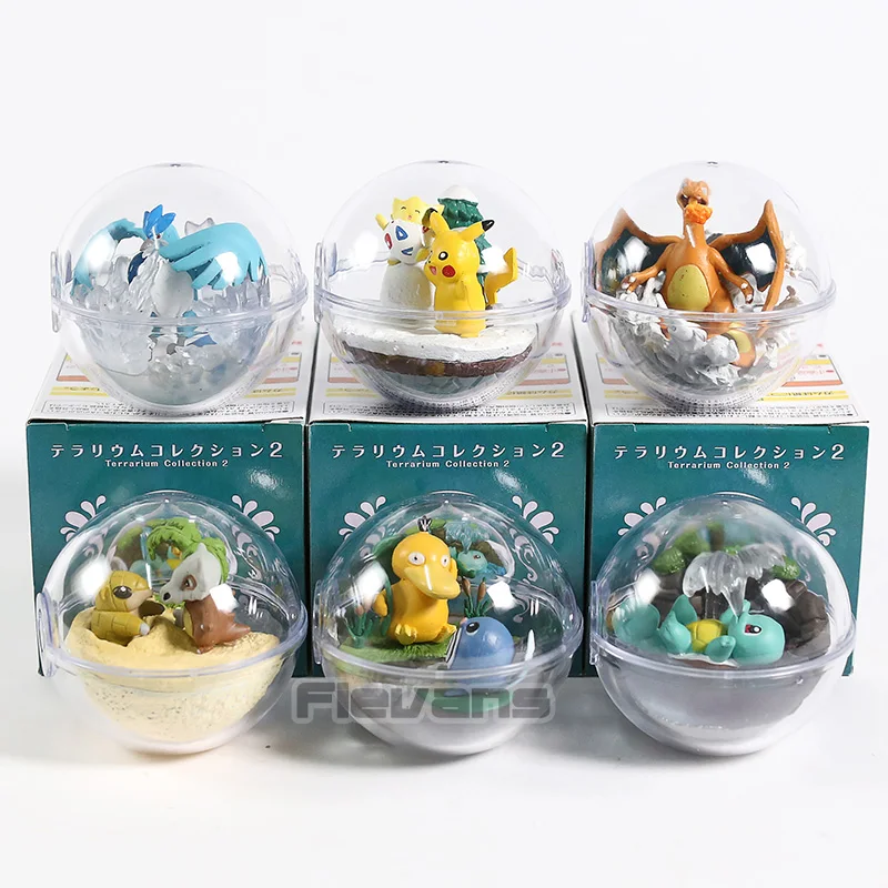 6 шт./компл. прозрачный шар с Пикачу, Бульбазавр, Иви Snorlax Dragonair Lapras ПКМ Аниме фигурки с узором в виде игрушек; подарок для детей