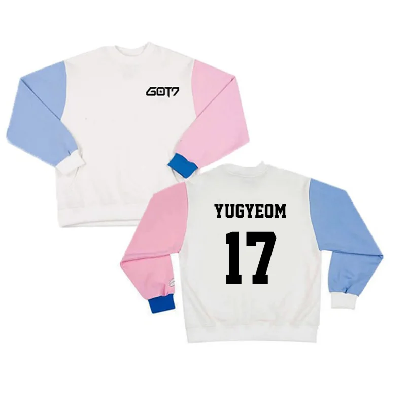 GOT7 Kpop круглый вырез горловины свитер Цвет одинаковая Круглый воротник модная Новая мода логотип, название классная Толстовка