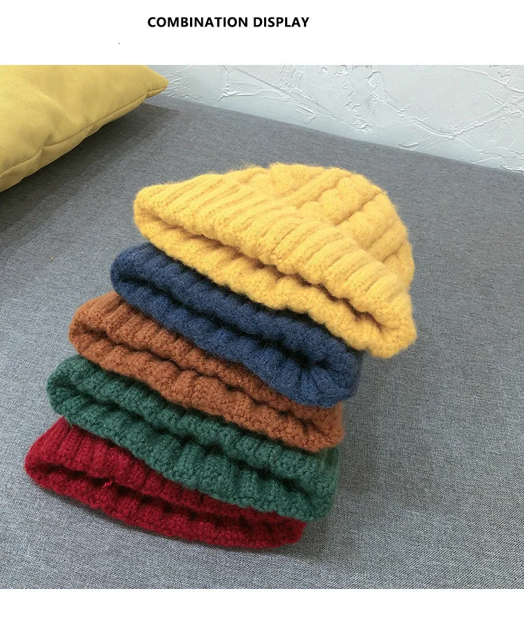 Толстые кашемировые вязаные шапки Skullies из кашемира женская шапка вязаные теплые шапки унисекс теплая шапочка-бини
