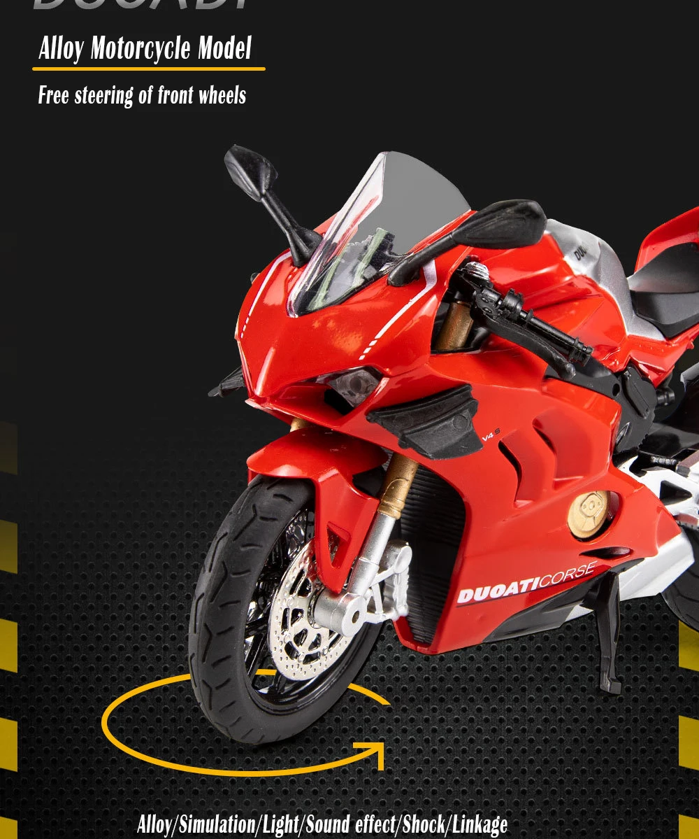 Ducati V4S Motorcycle Model Iocomotive Toy With Light Simulation Children'S Diecast Toy Car Christmas Gift Car Decoration