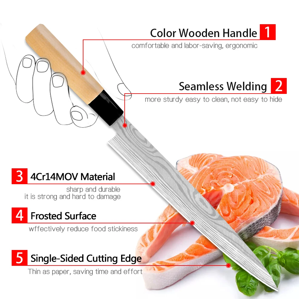 XYj 4 шт. набор ножей из нержавеющей стали 6 5 ''Chef Santoku 9'' нож сашими дамасский