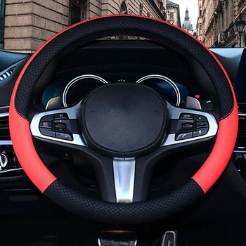 

Premium Steering wheel cover For 14.5-15 inch Black red Cold resistant
