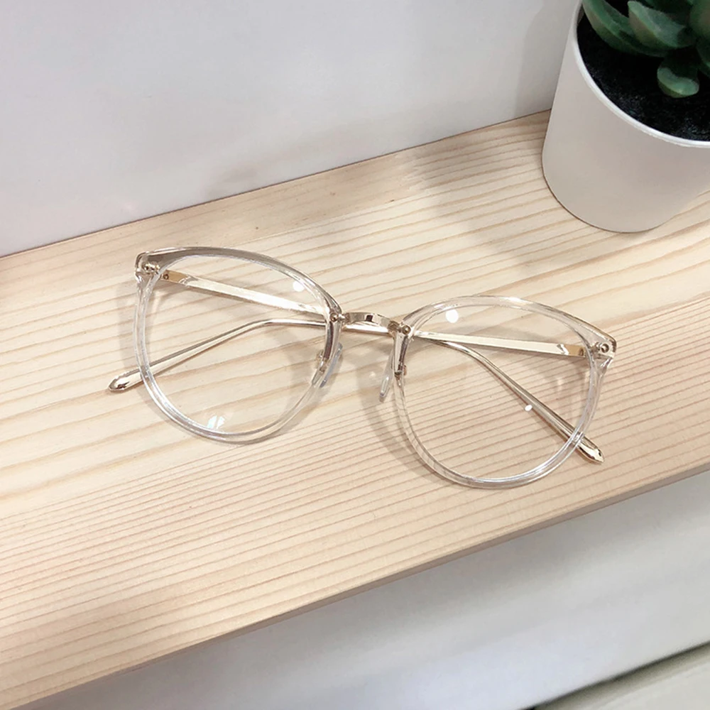 clear blue light glasses 1PC Optical Glasses Frame Women Men Round Oversized Eyeglasses Frames Metal Spectacles Clear Lenses Glasses Cat Eyes Retro New reading glasses with blue light filter