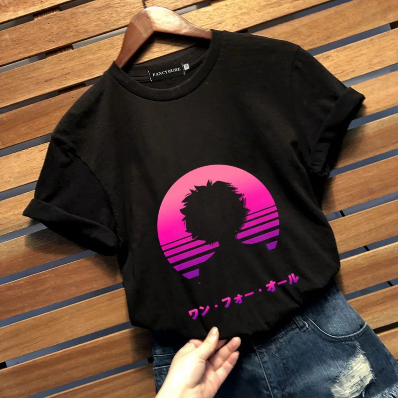 Аниме My Hero Academy Женская Милая футболка с графическим принтом и коротким рукавом Deku I Am Here Повседневная Свободная футболка Топы