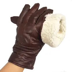 Натуральная кожа зимние кожаные перчатки Для мужчин теплые перчатки Высокое качество Натуральная овечья кожа варежки Для мужчин из