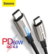 Baseus-Cable USB tipo C de carga rápida 4,0 PD, 60W, para MacBook Pro, Xiaomi Mi 9, 8, Redmi K20 Pro, USB-C