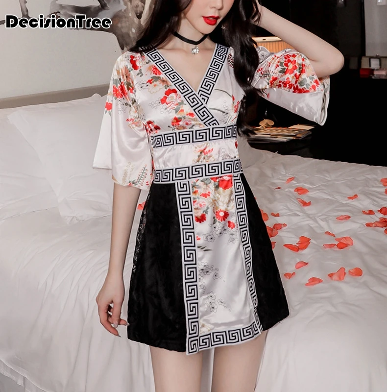 Кимоно японское кимоно mujer yukata японское кимоно платье юката сексуальная ночная рубашка одежда для сна свободный женский кардиган шелковое платье