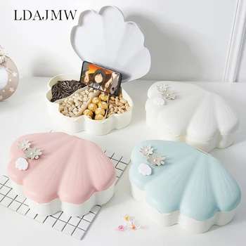 

Hot-selling Shell-shaped Candy Box With Mobile Phone Card Slot Design Dried Fruit Plate Snack Box Melon Seed Box Food Organizer