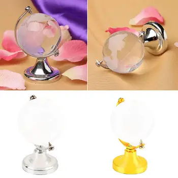 

Beautiful Crystal World Map Clear Desktop Desk Decor Office Table Ornaments Round Earth Globe Gold Silver 6.5*4.5*4.5cm