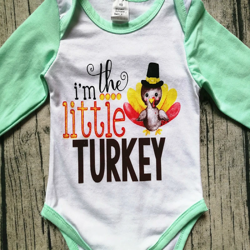 Thanksgiving infant baby cotton full sleeve letter Turkey patchwork tops bodysuits jumpsuits newborn outwear 0-18M