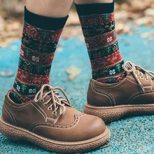 Popular Vintage Women's Socks European And American Deer Snow Cotton Socks Christmas Pile Socks Woman Harajuku Winter Short Sock