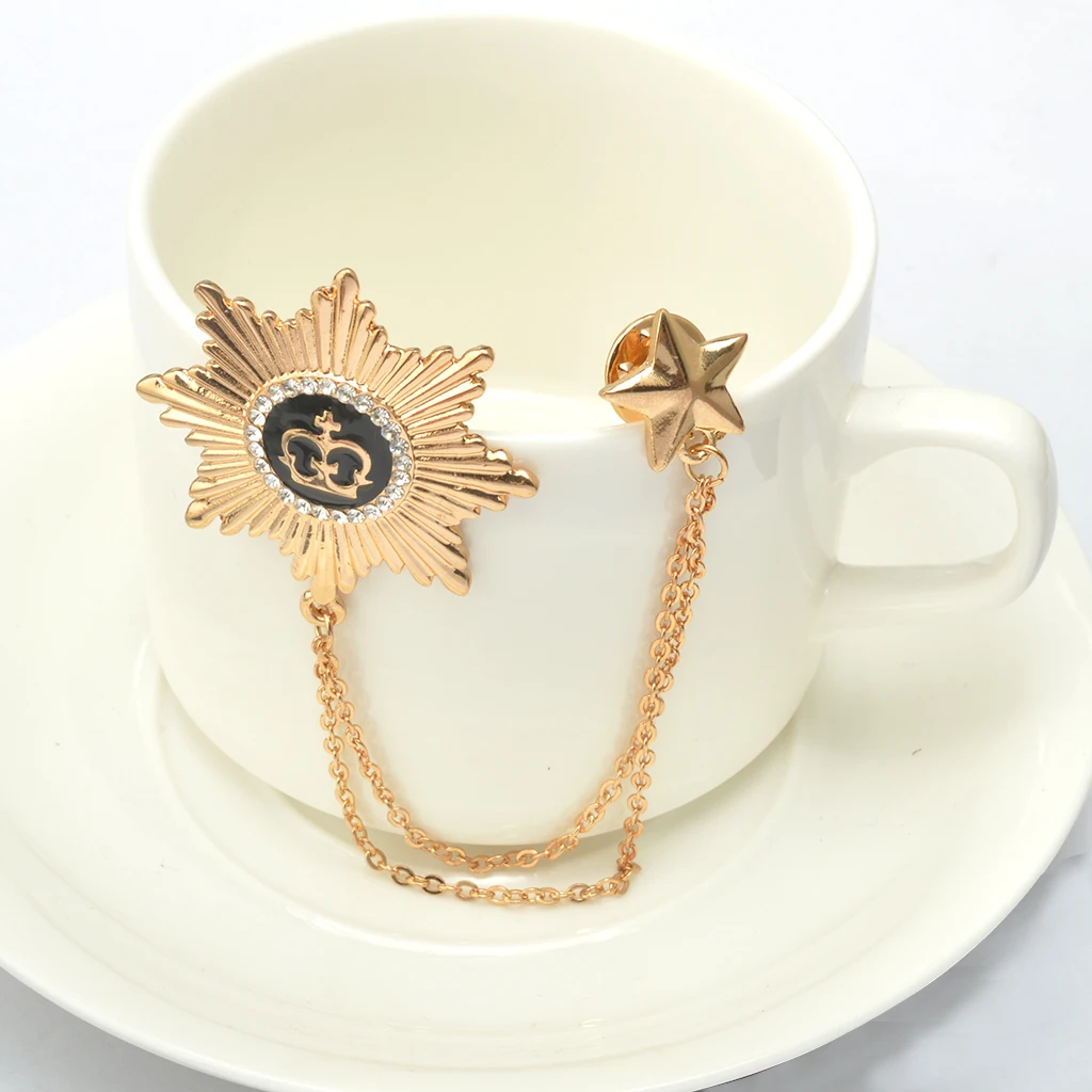 Fashion Women Girls Double Stars Design Neck Tip Brooch Chain Jewellery Gifts Gold