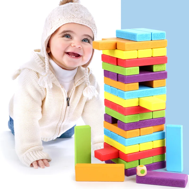 

Children with Numbers High Jenga Wood Adult Desktop Stack-up Chouchoule Game Pumping Building Blocks Desktop Parent And Child To
