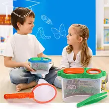 Besegad criança exploração bug pegar inseto, brinquedo com borboleta, rede, pinças, caixa de ampliação, educação precoce, pesquisa experimental