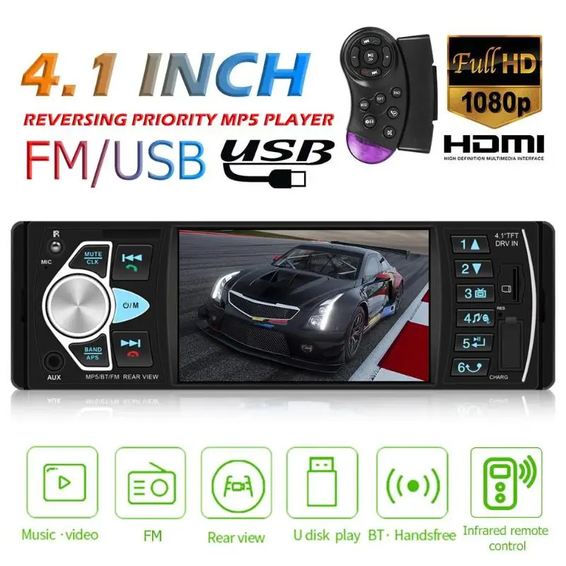 

Car Radio Player 1 Din Autoradio 4022D Bluetooth 4.1" Support Rear View Camera Steering wheel control Car Stereo