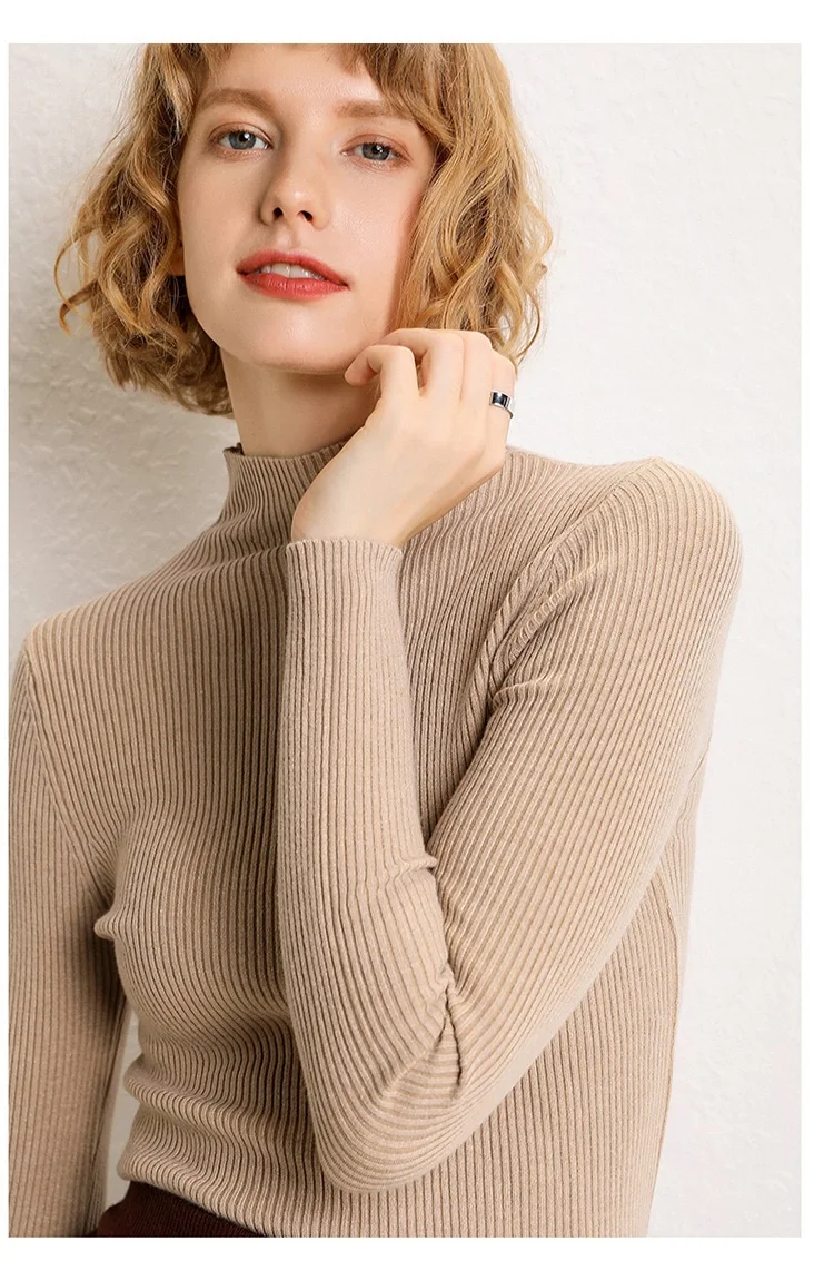Водолазка свитер женский Зимний пуловер однотонный вязаный джемпер женский черный Ребристый свитер для женщин красочные женские свитера