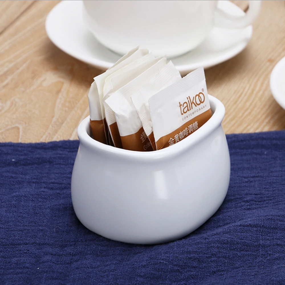 Porcelain Sugar Packet Holder White Creamer Milk Pots Pitcher Ceramics Seasoning Jar Container Cup Tableware | Дом и сад