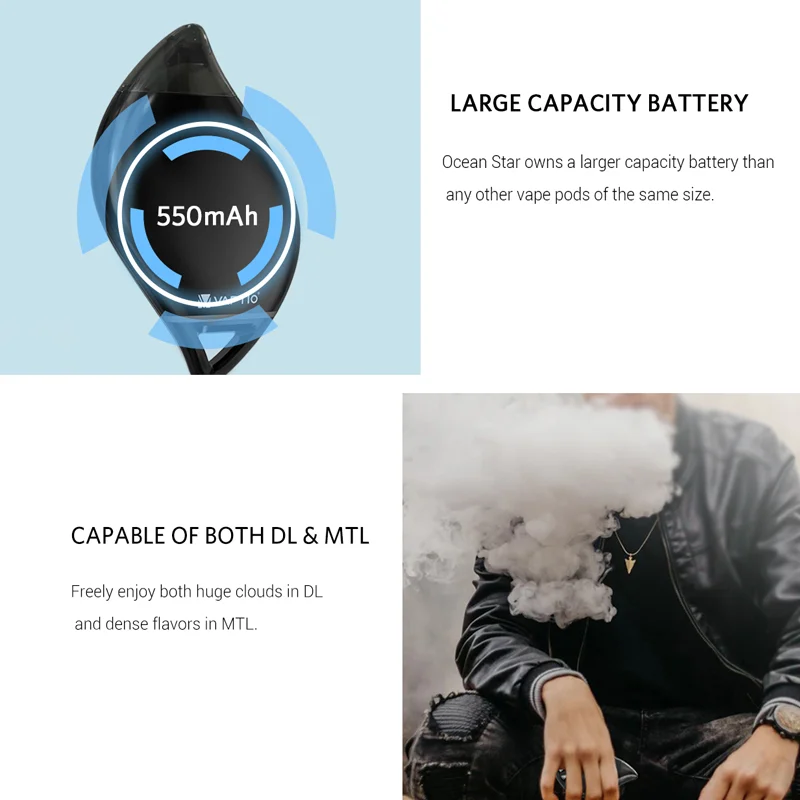 Tanie Oryginalny VAPTIO ocean star zestaw z 550 mAh bateria 1.5 ml pojemność VAPE system pod zestaw startowy