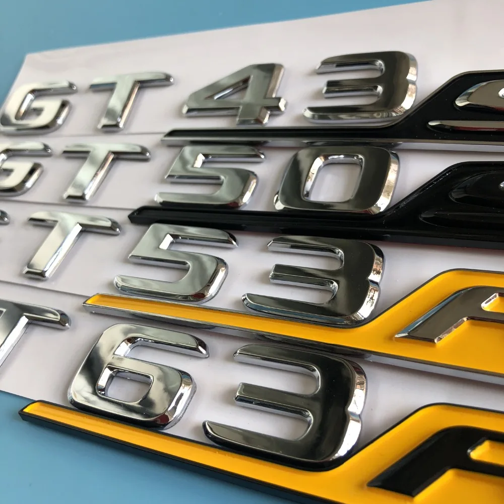 Длинные R S C Эмблема для GT43 GT50 GT53 GT63 GT GTR GTS GT43S GT50S GT53S GT63S Эмблема для стайлинга автомобилей Наклейка на багажник