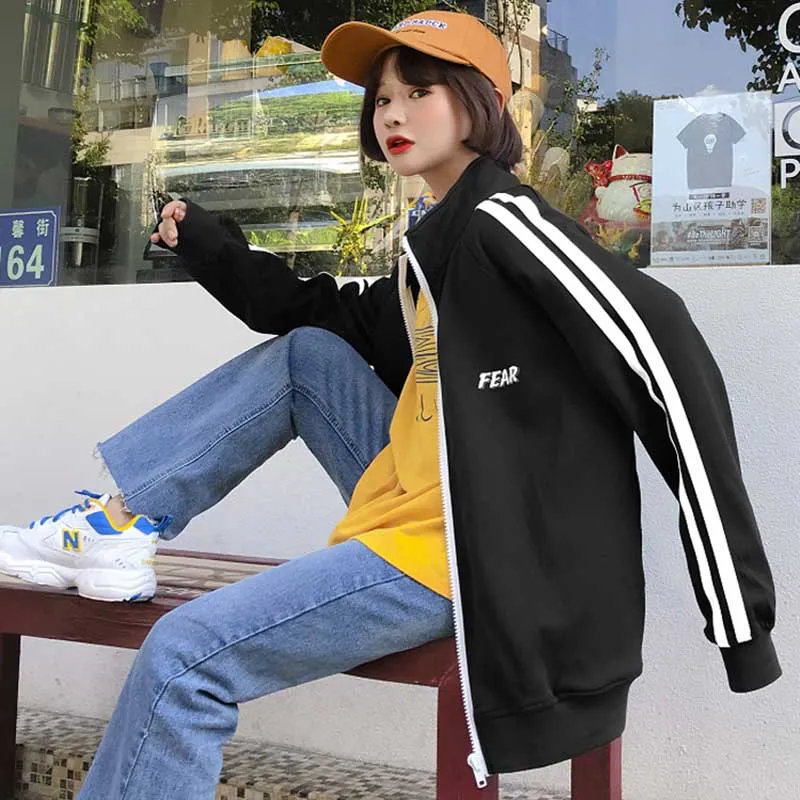 black bf8005 NiceMix джинсовая куртка женские свободные пальто с длинными рукавами Boyfriend Harajuku Весна Осень Новые джинсовые пальто женские высокого качества - Цвет: black bf8005