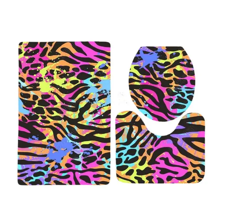 3pcs Bath Mats Carpet Set Non-Slip Leopard Print Bath Mat Bathroom Kitchen Carpet Doormats Decor Toilet Seat Cover Rug Carpet - Цвет: C9