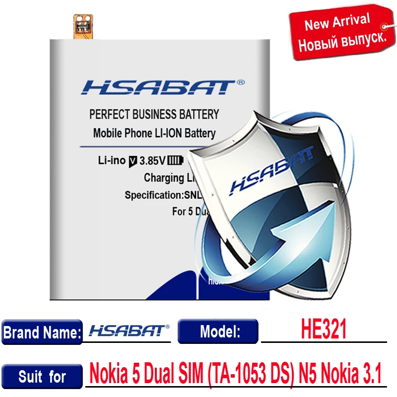 HSABAT 4350 мАч HE321 HE336 батарея для Nokia 5 Dual SIM(TA-1053 DS) N5 для Nokia 3,1