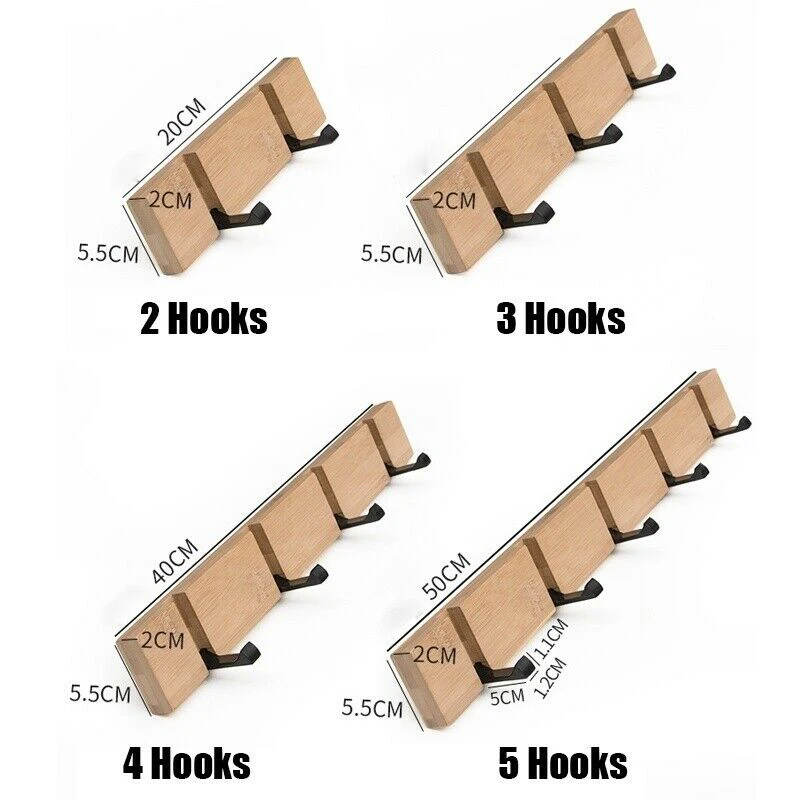 Newly Durable Towel Hanger Hook Wooden Hanging Coat Hat Foldable Durable for Door Kitchen Wall VA88