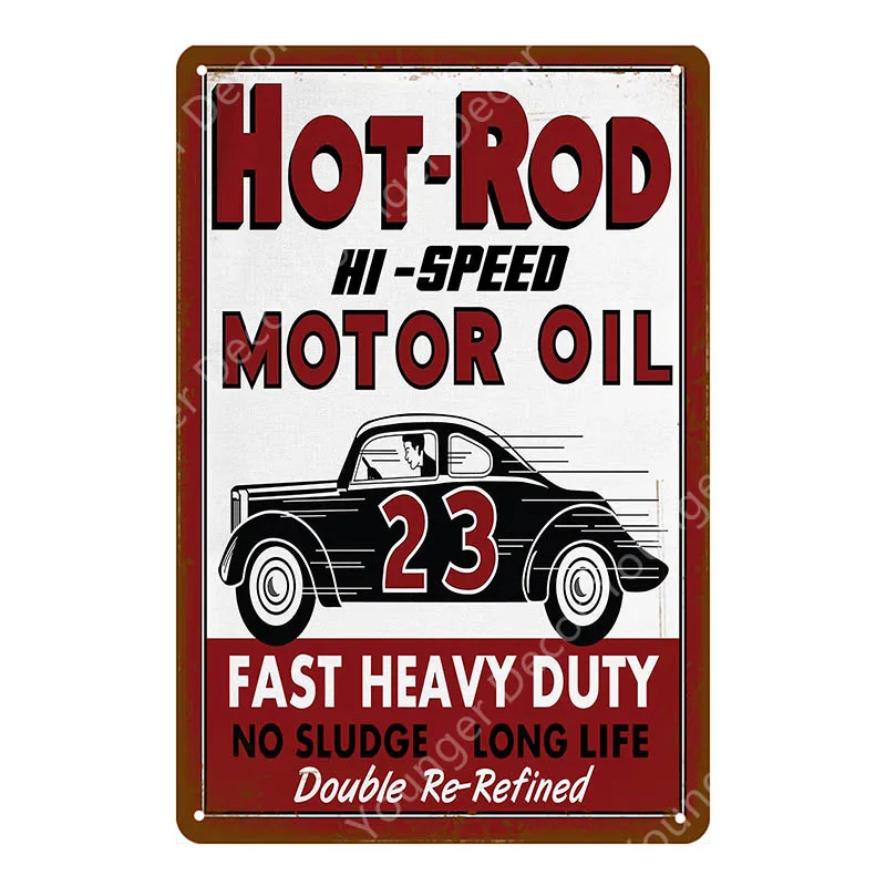 Hot Rod моторное масло металлические знаки папа гаражный Декор Автомобиль мотоциклы табличка для бара паба домашняя декоративная тарелка винтажный художественный плакат YI-054 - Цвет: YD4453I