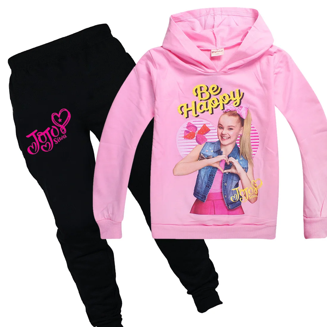 JOJO Siwa/розовая детская одежда для малышей, футболка с длинными рукавами топы для девочек, толстовки+ штаны, комплект из 2 предметов, одежда для маленьких детей от 8 до 12 лет