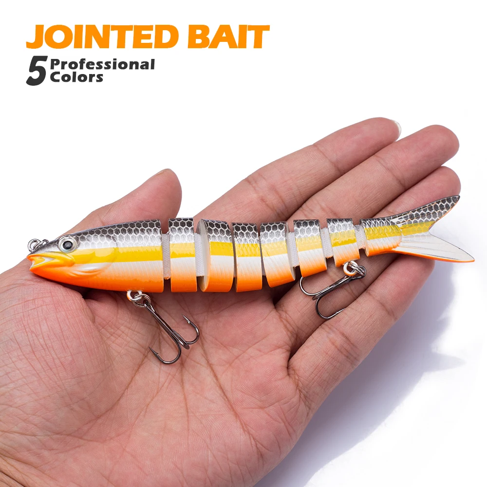 Hanlin Set umpan pancing banyak sambungan, umpan pancing 135mm/20g Crankbait 8 segmen wobbler umpan buatan umpan renang keras menangkap ikan Bass