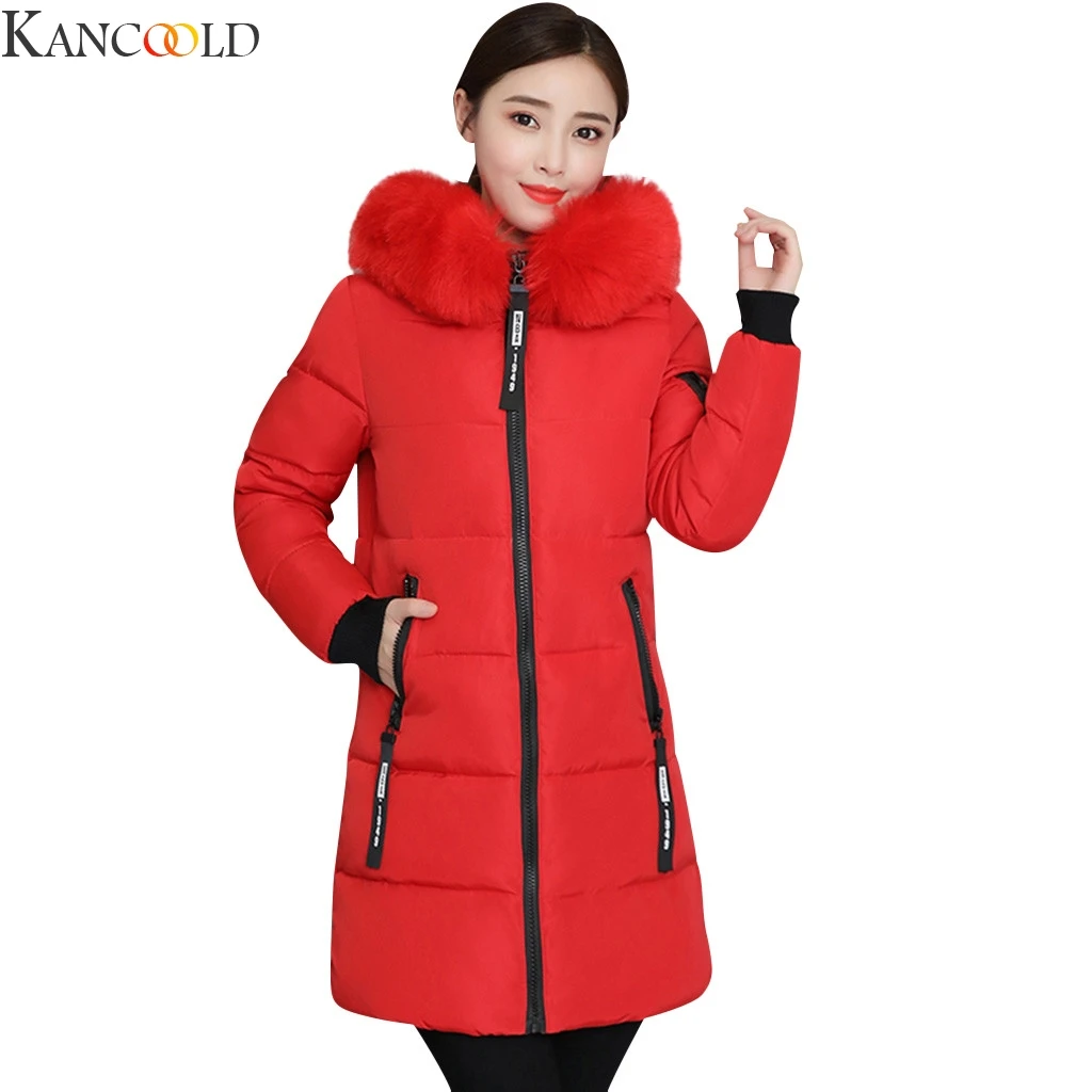 KANCOOLD, модная женская куртка, парка на молнии, теплая верхняя одежда, новая зимняя одежда, пуховик, пальто, одежда с меховым воротником