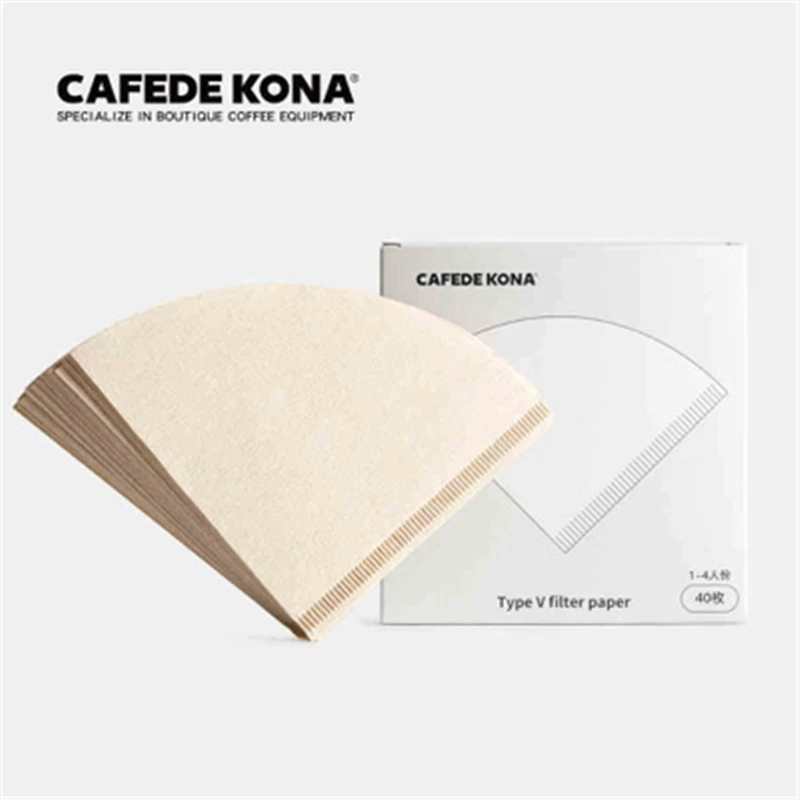 Бумажный фильтр для кофе CAFEDE KONA ручная моющаяся капельная кофемашина v образная