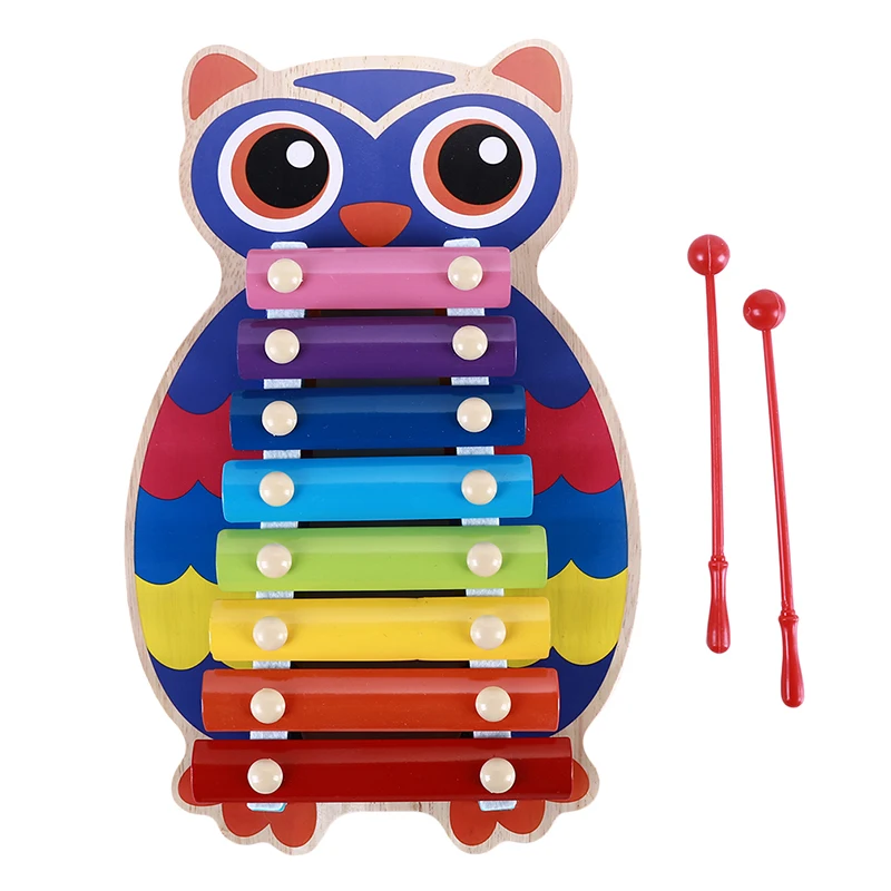 Деревянная игрушка, музыкальный инструмент для детей, стук на панду, мультяшная деревянная восьмицветная пианино, музыкальная игрушка для раннего обучения