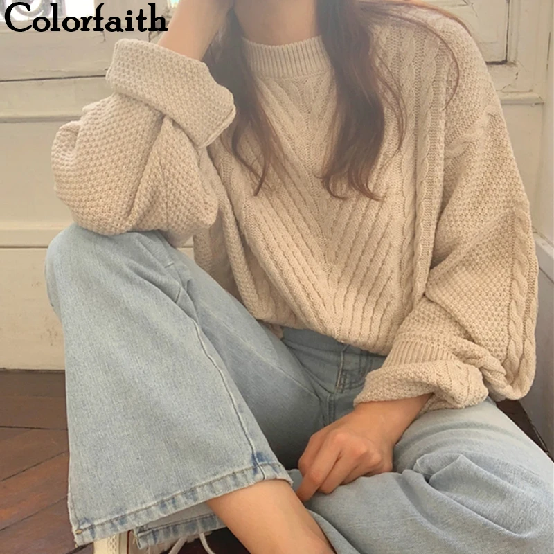 Colorfaith новинка 2019 Осень-зима женские свитера пуловеры минималистичный корейский