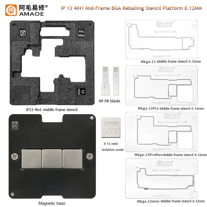 drill set Amaoe Motherboard Mid-Frame BGA Reballing Stencil Platform For iPhone X/XS/12 mini/12 Pro Max Middle Layer Planting Tin Template cordless combo kit