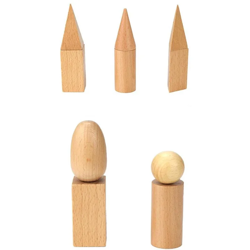 10 Pcs/set Wooden Shapes Geometry Learning Ducation Math Montessori Toys for Children Mystery Bag Cognitive Fun Games|Юный математик| |