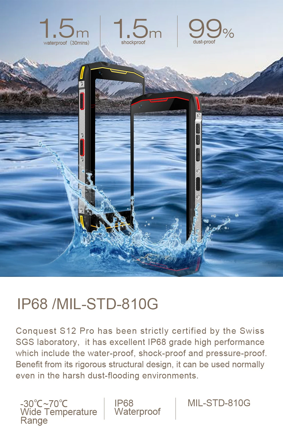 Conquest S12 pro прочный сотовый телефон IP68 Водонепроницаемый 5,99 дюймов ips Android 9,0 MTK6771 рация ПМР смартфон