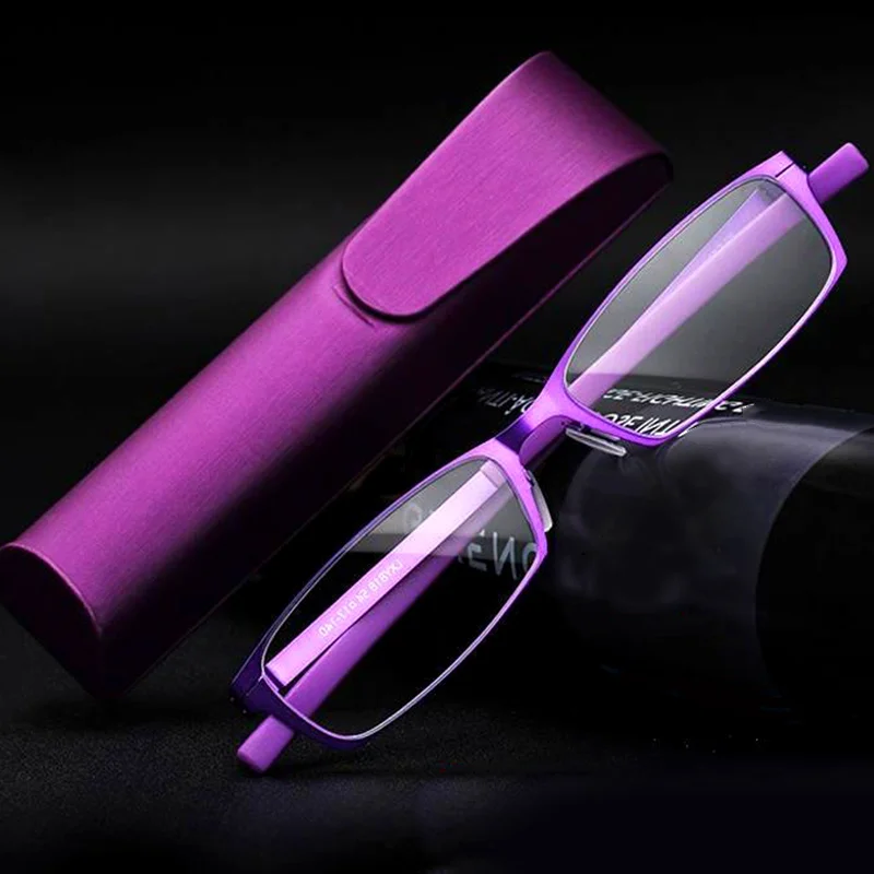 

Men's Portable Reading Glasses for Women Anti-blue Light Presbyopic Glasses Magnifier Full Frame Ultralight Eyeglasses with Case